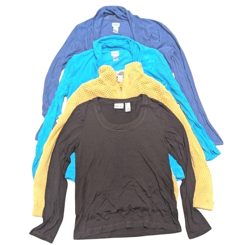 Chico's Tops Womens 1 Medium 8 Cardigan Sweaters Shirt Hooded 4 Bundle Lot